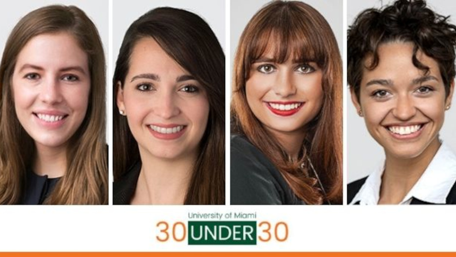 30 under 30 banner with 4 lawyers headshots