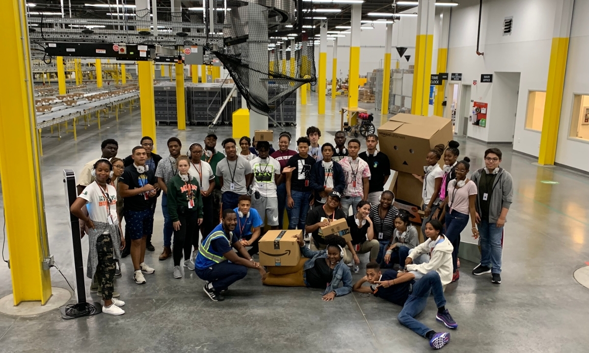 Nexus Program students at Miami's Amazon Fulfillment Center